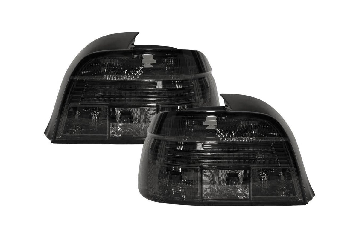 BMW 5 Series E39 LED strip smoked clear tail lights by K2 Industries, showing the installed tail light assembly on the vehicle.