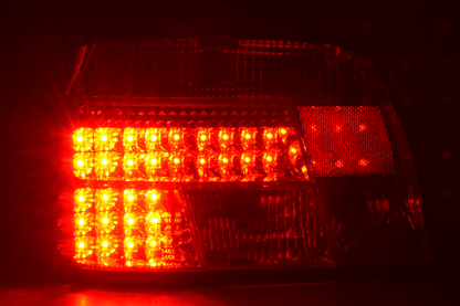 BMW 5-series E39 sedan red LED taillights set by K2 Industries, showing sleek tail light design for 1995-2000 models.