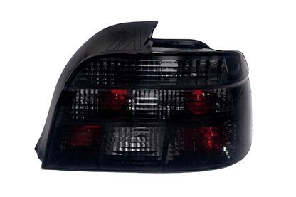 BMW 5 Series E39 smoked tail lights by K2 Industries, showing dark tinted lens design for 1995-2000 models.