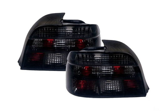 BMW 5 Series E39 smoked tail lights by K2 Industries, showing the darkened lens design for 1995-2000 model years.