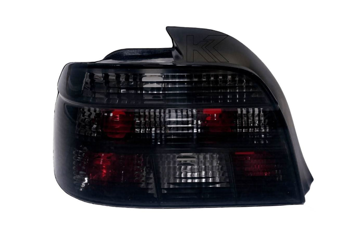 BMW 5 Series E39 smoked tail lights from K2 Industries, showing the sleek, tinted rear lights on a 1995-2000 model.