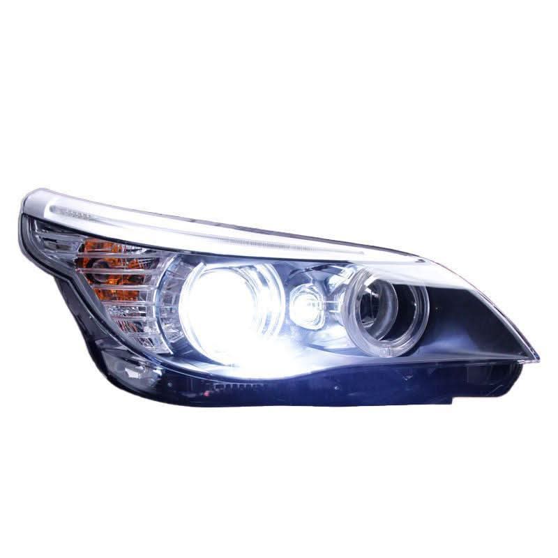BMW 5-Series E60 headlight upgrade by K2 Industries, featuring OE and aftermarket headlights for 2003-2009 models.