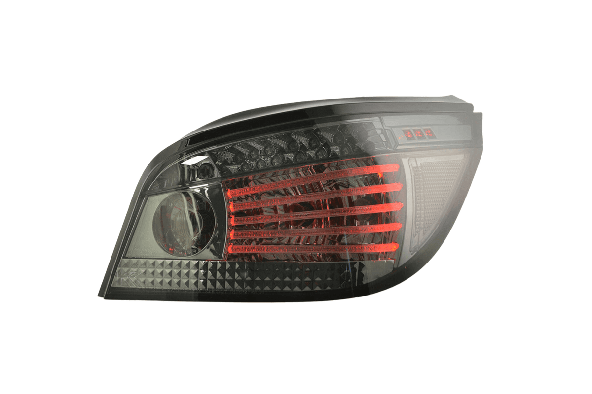 BMW 5 Series E60 sedan chrome and smoked LED taillights by K2 Industries, for 2008-2009 model with stylish light design