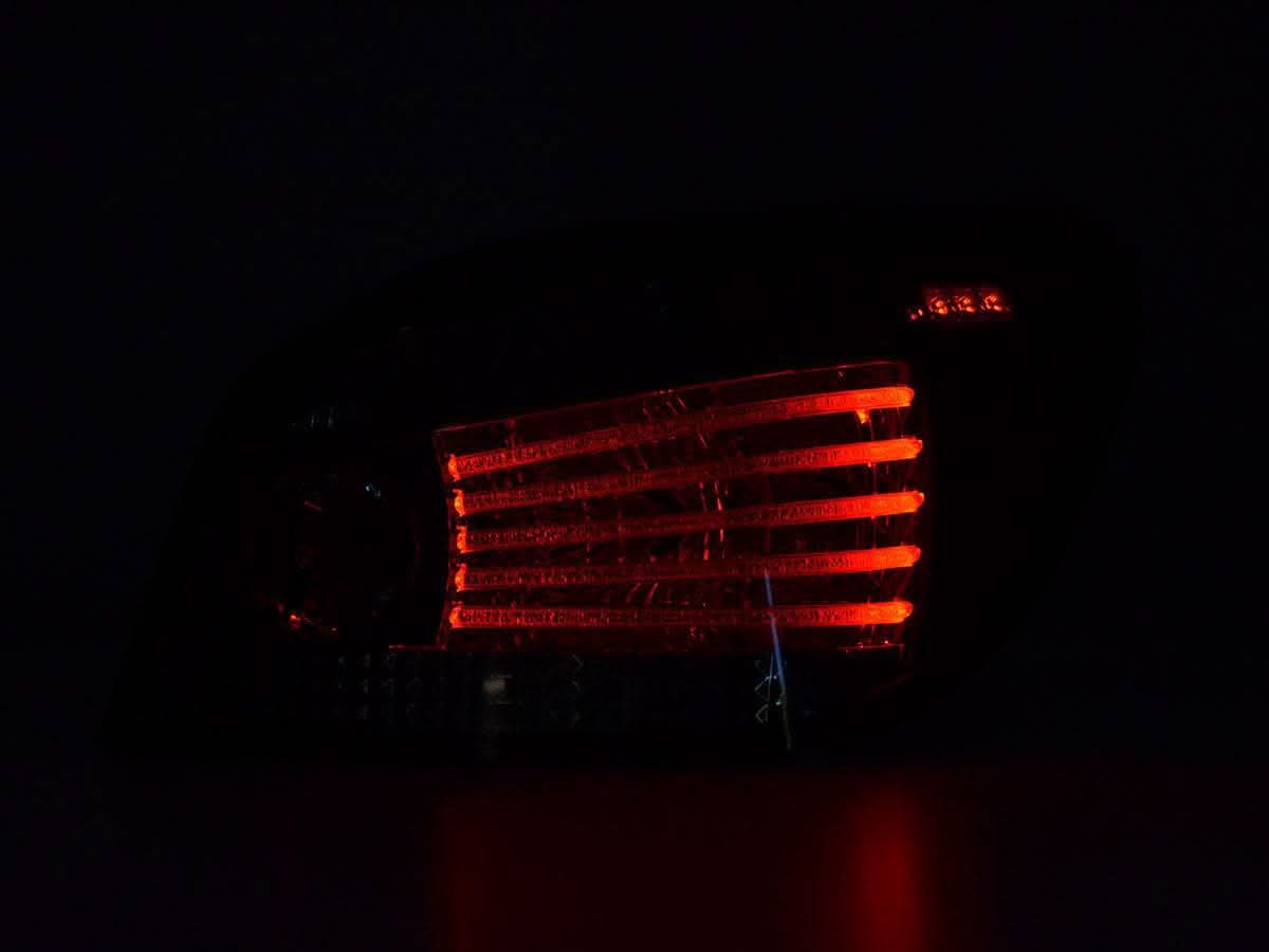 BMW 5 Series E60 sedan chrome and smoked LED taillights by K2 Industries, for 2008-2009 model with sleek design.