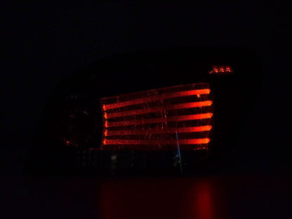 BMW 5 Series E60 sedan chrome and smoked LED taillights by K2 Industries, for 2008-2009 model with sleek design.