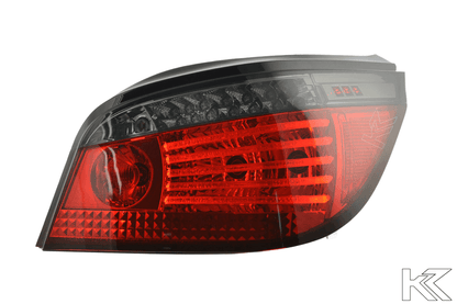 Red smoked LED taillights set for BMW 5-series E60 sedan 2008-2009 by K2 Industries, showing the tail light assembly with smoked lenses.