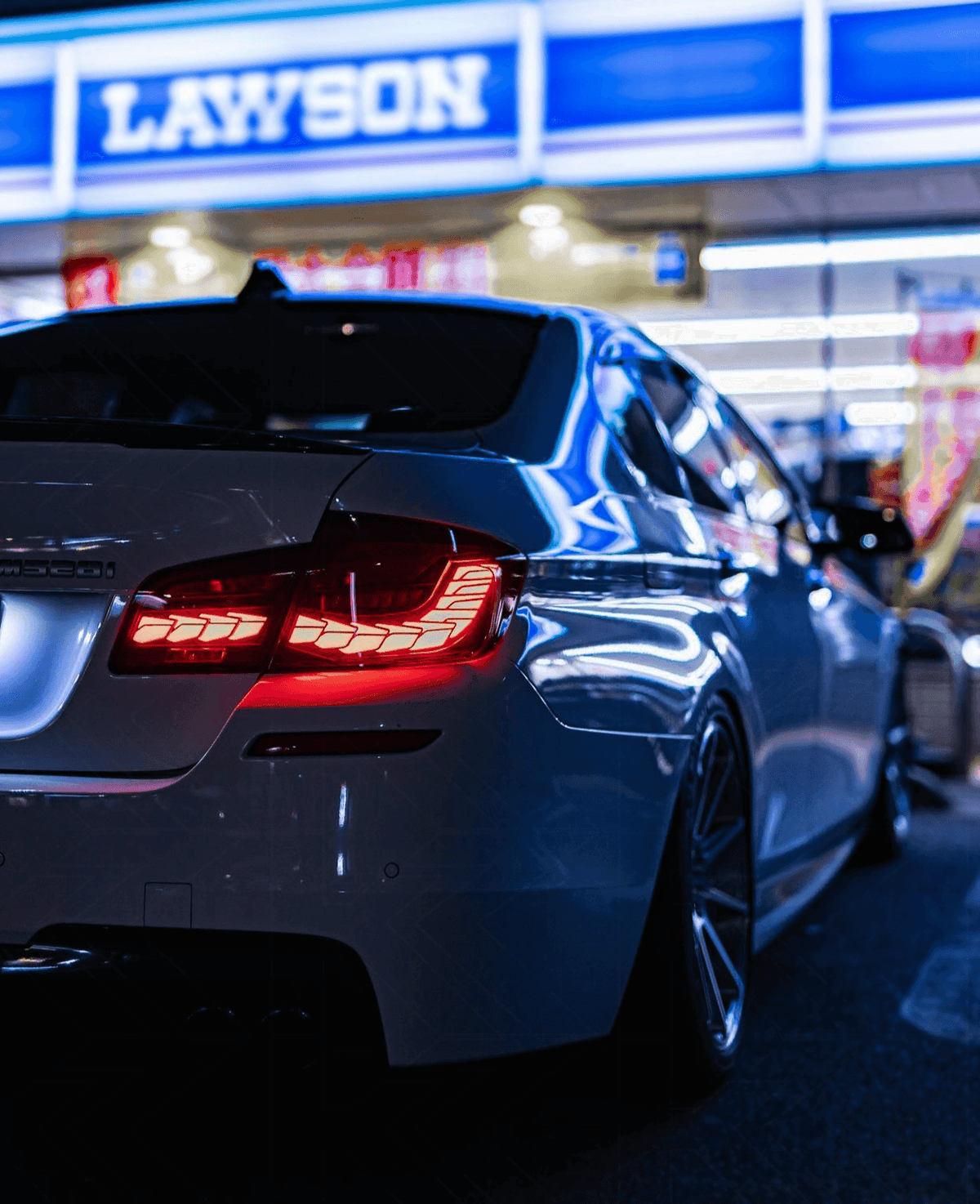 BMW 5-Series F10 F18 M5 GTS style OLED dynamic LED tail lights in red or smoked, designed for 2011-2017 models by K2 Industries.