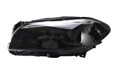 BMW 5-Series F10/F11/F18 3D style headlights by K2 Industries, showing sleek design and clear lens for 2010-2016 model.