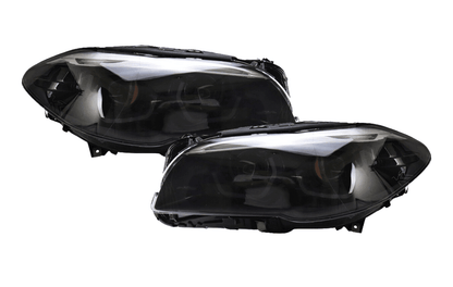 BMW 5-Series F10/F11/F18 3D Style Headlight by K2 Industries, showing detailed front view of car headlight assembly.