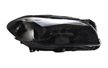 BMW 5-Series F10/F11/F18 3D style headlights by K2 Industries, showing sleek design and illumination details for 2010-2016 models.