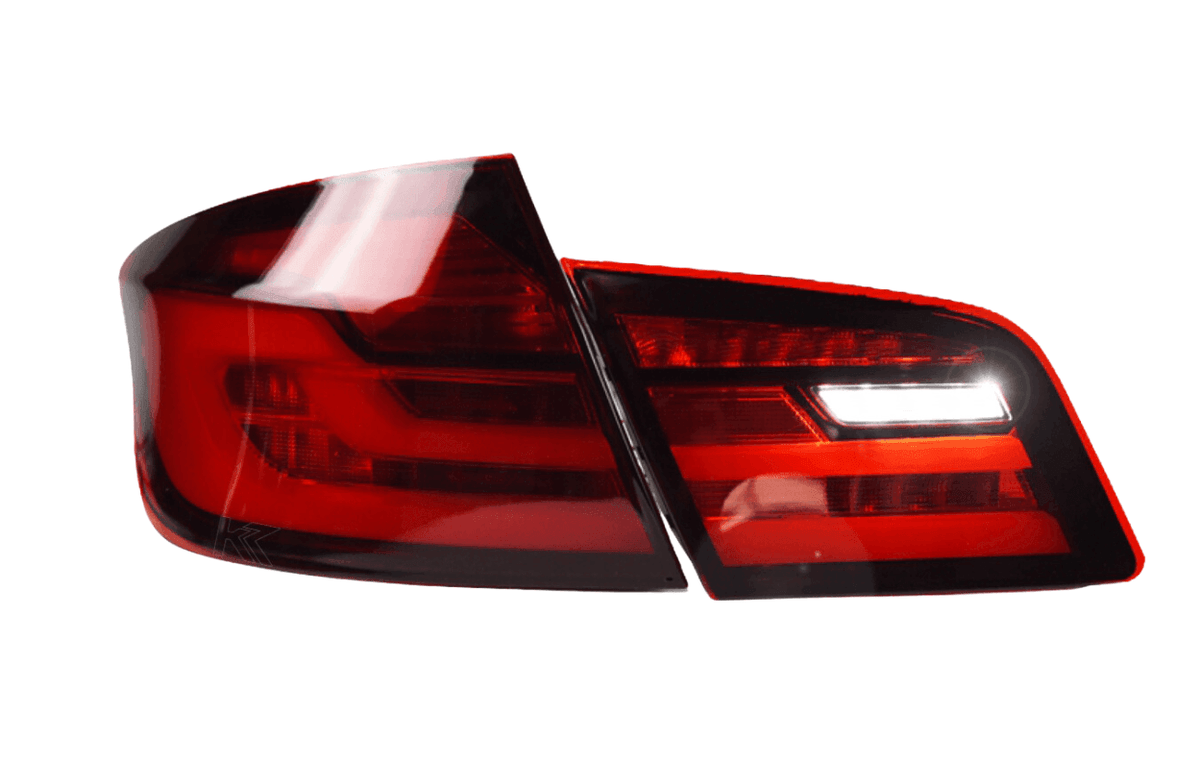 BMW 5-series F10/F18 tail lights by K2 Industries, new generation style, for models 2011-2017, featuring sleek LED design.
