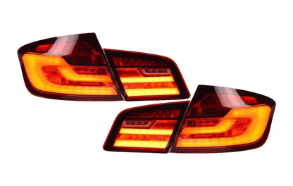 BMW 5-series F10/F18 tail lights by K2 Industries, new generation style, 2011-2017, featuring sleek LED design and clear lens.