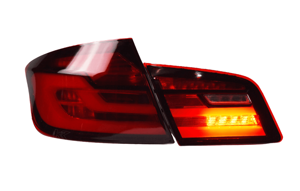 BMW 5-series F10/F18 tail lights by K2 Industries, new gen style, for 2011-2017 models, featuring modern LED design.