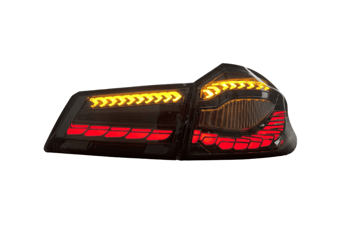 BMW 5-Series G30 G38 M5 Dragon Scale OLED Style Tail Lights by K2 Industries, showcasing sleek LED tail light design.