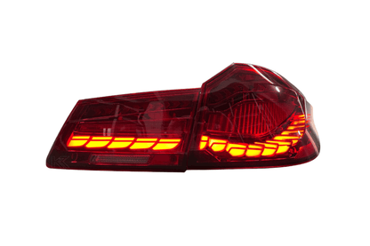 BMW 5-Series G30 G38 M5 Dragon Scale OLED Style Tail Lights by K2 Industries, showcasing sleek LED lighting design from 2016-2020.