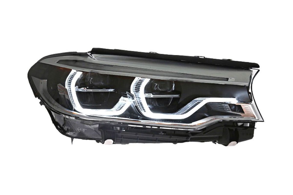 BMW 5 Series G30/G38 headlights upgrade by K2 Industries, OE style headlights for 2018-2020 models, showing front view.