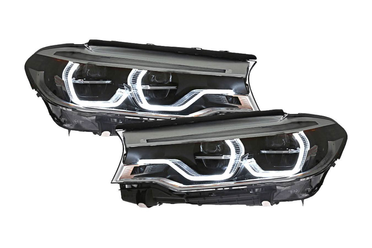 BMW 5 Series G30/G38 headlights upgrade by K2 Industries, showing sleek OE style headlight design for 2018-2020 models.