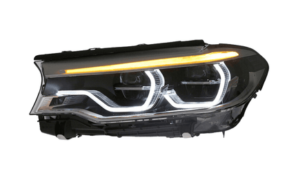 BMW 5 Series G30/G38 headlights upgrade by K2 Industries, showing sleek OE style headlights for 2018-2020 models.