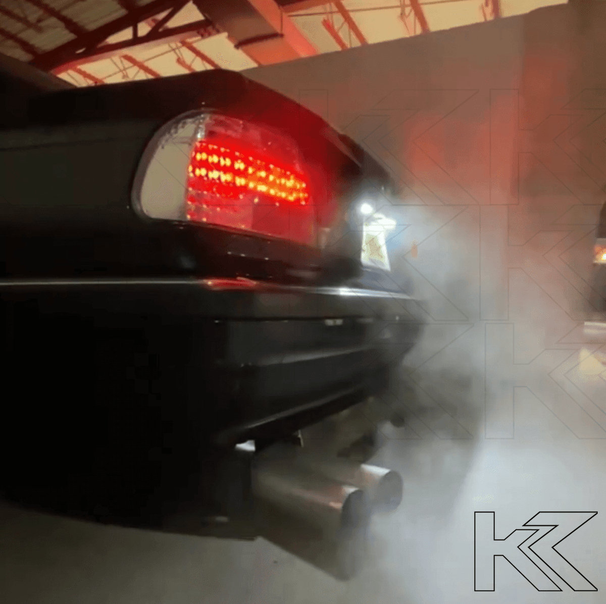 BMW 7-series E38 chrome clear LED taillights set by K2 Industries, showing sleek tail light design for 1995-2002 models.