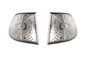 BMW 7-Series E38 clear chrome front corner lights by K2 Industries, for 1994-1998 model with shiny clear chrome finish.