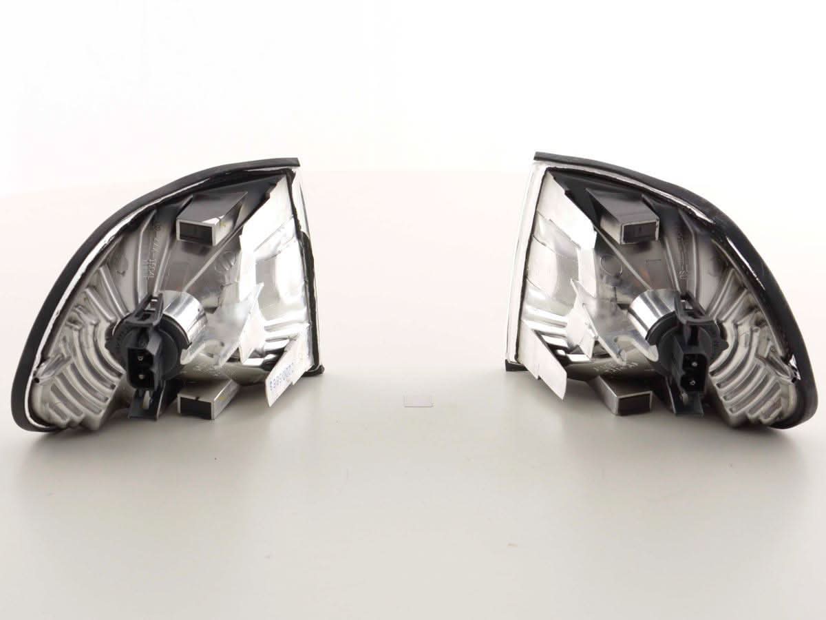BMW 7-Series E38 clear chrome front corner lights by K2 Industries, for 1994-1998 model, showing detailed lens and chrome finish.