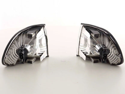 BMW 7-Series E38 clear chrome front corner lights by K2 Industries, for 1994-1998 model, showing detailed lens and chrome finish.