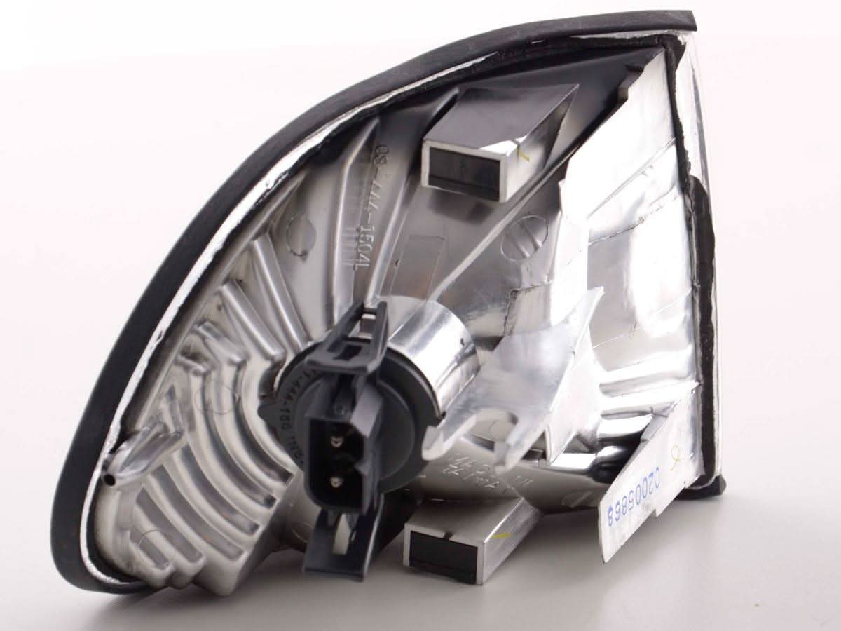 BMW 7-Series E38 clear chrome front corner lights by K2 Industries, for 1994-1998 models, showing sleek corner lens with chrome accents.