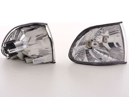 BMW 7-Series E38 clear chrome front corner lights by K2 Industries, for 1994-1998 model with transparent lens and chrome housing.