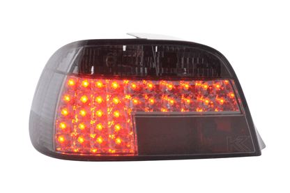 BMW 7-Series E38 clear smoked LED tail lights by K2 Industries, showing the sleek design and smoked lens for 1994-1998 models.