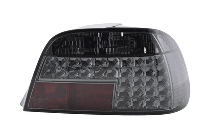 BMW 7-Series E38 clear smoked LED tail lights by K2 Industries, showing the sleek design and smoked lens for 1994-1998 models.