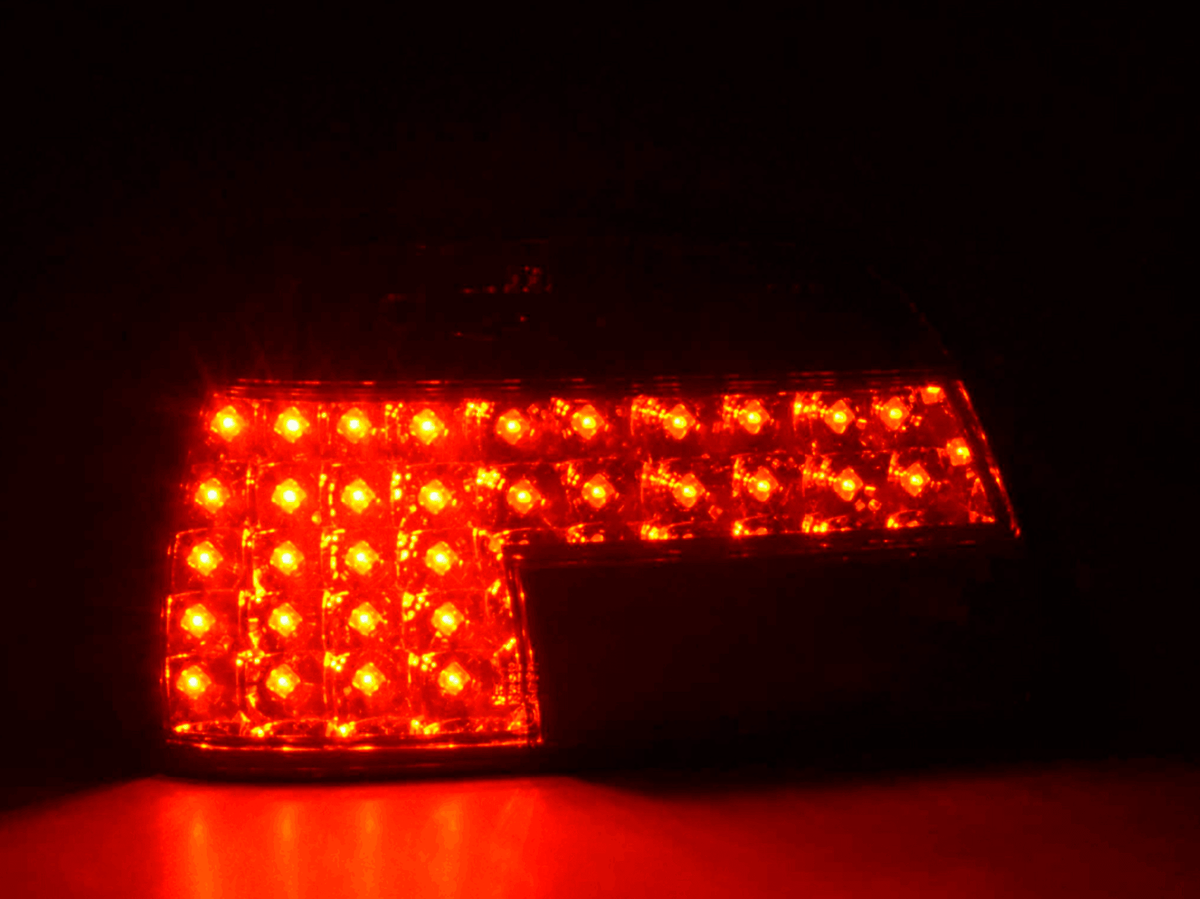 BMW 7-Series E38 clear smoked LED tail lights by K2 Industries, for models 1994-1998, showing the sleek, modern design.