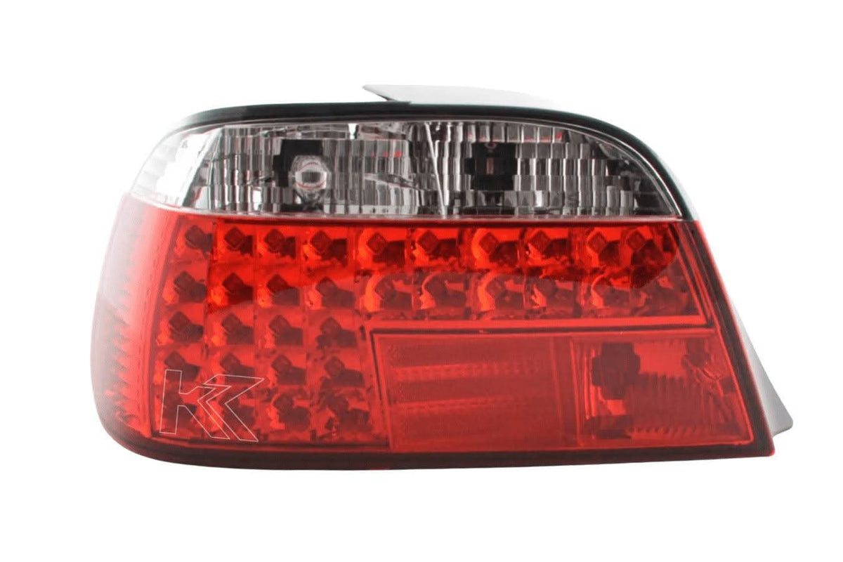BMW 7-series E38 red LED tail lights set by K2 Industries, featuring clear lens and modern design for 1995 model.