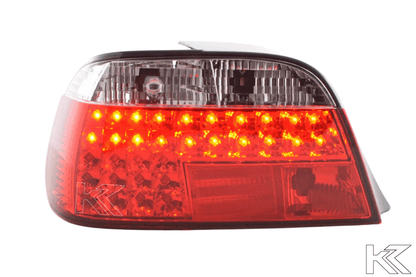 BMW 7-series E38 red LED tail lights set by K2 Industries, showing sleek tail light design for 1995 model.
