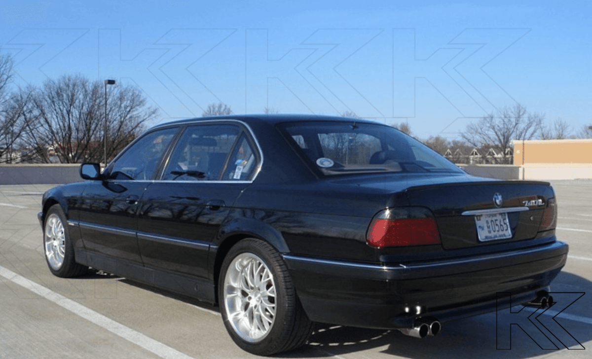 BMW 7-series E38 red LED tail lights set by K2 Industries, showing the sleek, bright taillights for 1995 model.