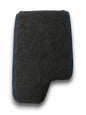 Charcoal black Alcantara BMW E36 E46 console armrest cover, custom upholstery for center console lid, fits 1994-2006 models.