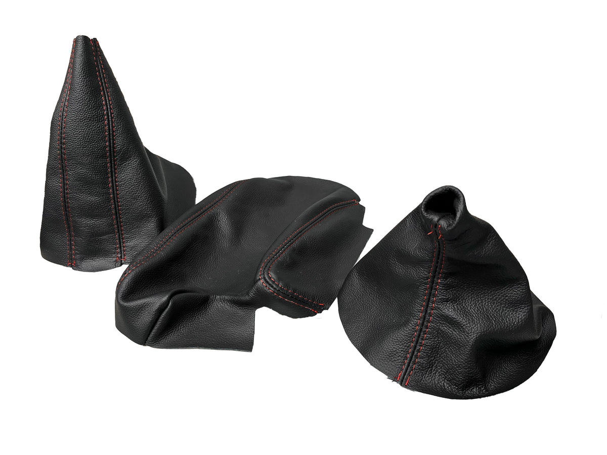 Genuine leather BMW E36 E46 3 Series center console armrest cover with shift and handbrake boot by JTS Custome Upholstery.