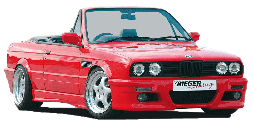 BMW E30 Coupe and Convertible Rieger Twisty Side Skirt Set by K2 Industries, featuring sleek, aerodynamic side skirts.