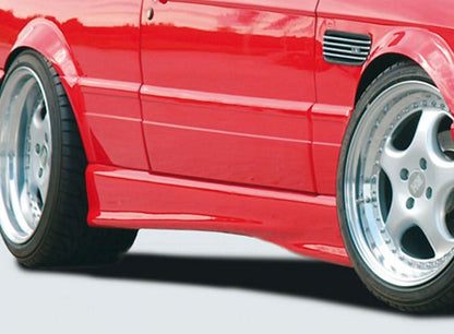 BMW E30 Coupe/Convertible side skirts by K2 Industries, Rieger Twisty design, enhancing sporty look of the vehicle.