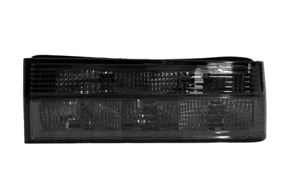 BMW E30 Series 3 pre-facelift clear and smoke LED tail lights by K2 Industries, showing close-up of sleek, stylish rear lighting.