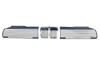 BMW E30 Series 3 headlights and front grille by K2 Industries, showcasing the classic design from 1984 to 1991.