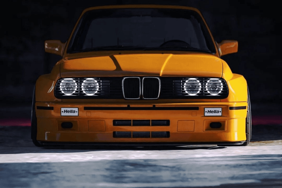 BMW E30 Series 3 headlights and front grille by K2 Industries, showcasing the classic design from 1984 to 1991.
