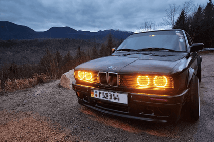 BMW E30 Series 3 front grille and headlights by K2 Industries, showing the classic design of the 1984-1991 model.