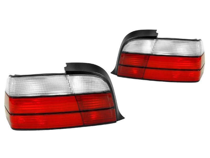 BMW E36 2D/Cabrio tail lights by K2 Industries, showing the red and clear lens design for 1992-1999 models.