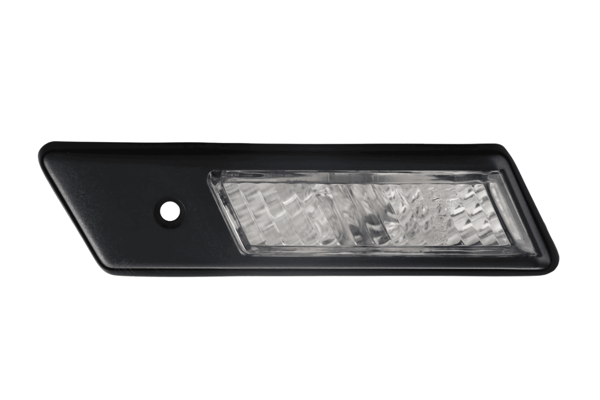 BMW E36 1992-1996 side indicator lights with black or chrome trim by K2 Industries, crystal-clear lens design, side marker lights.