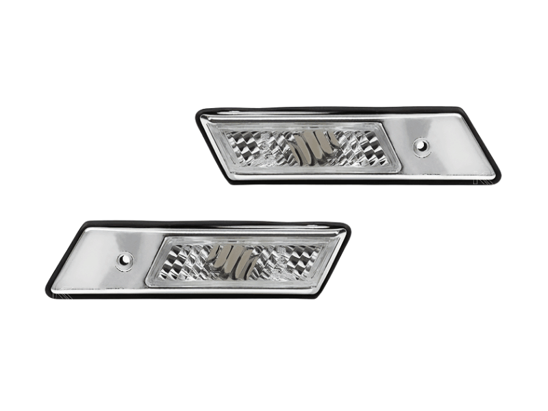 BMW E36 side indicators with black or chrome trim, crystal lens, for 1992-1996 models by K2 Industries.