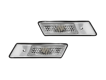 BMW E36 side indicators with black or chrome trim, crystal lens, for 1992-1996 models by K2 Industries.