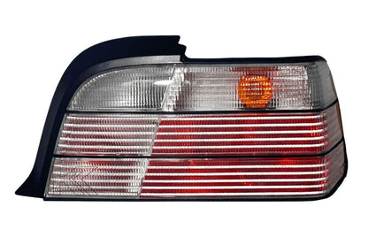 BMW E36 Coupe/Convertible clear OEM style tail lights by K2 Industries, showing sleek, transparent design for 1990-1999 models.