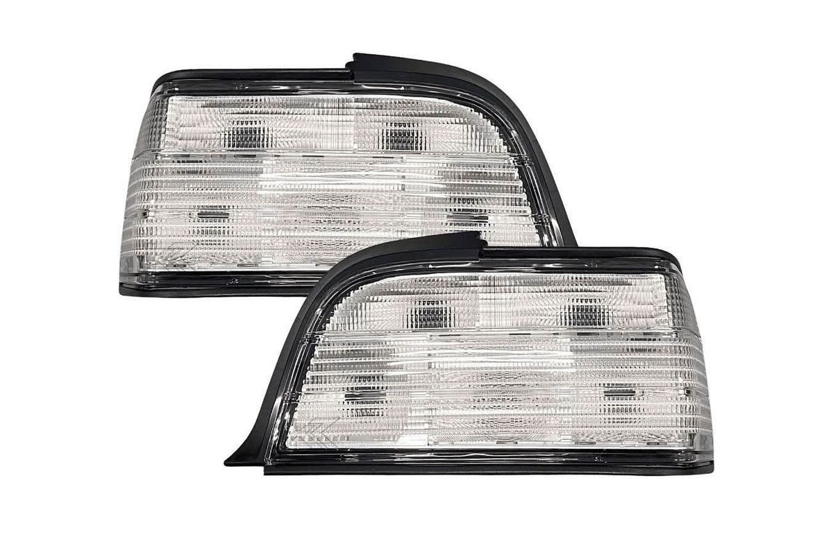 Clear tail lights for BMW E36 Coupe and Convertible, V3 custom design by K2 Industries, 1992-1999 model.