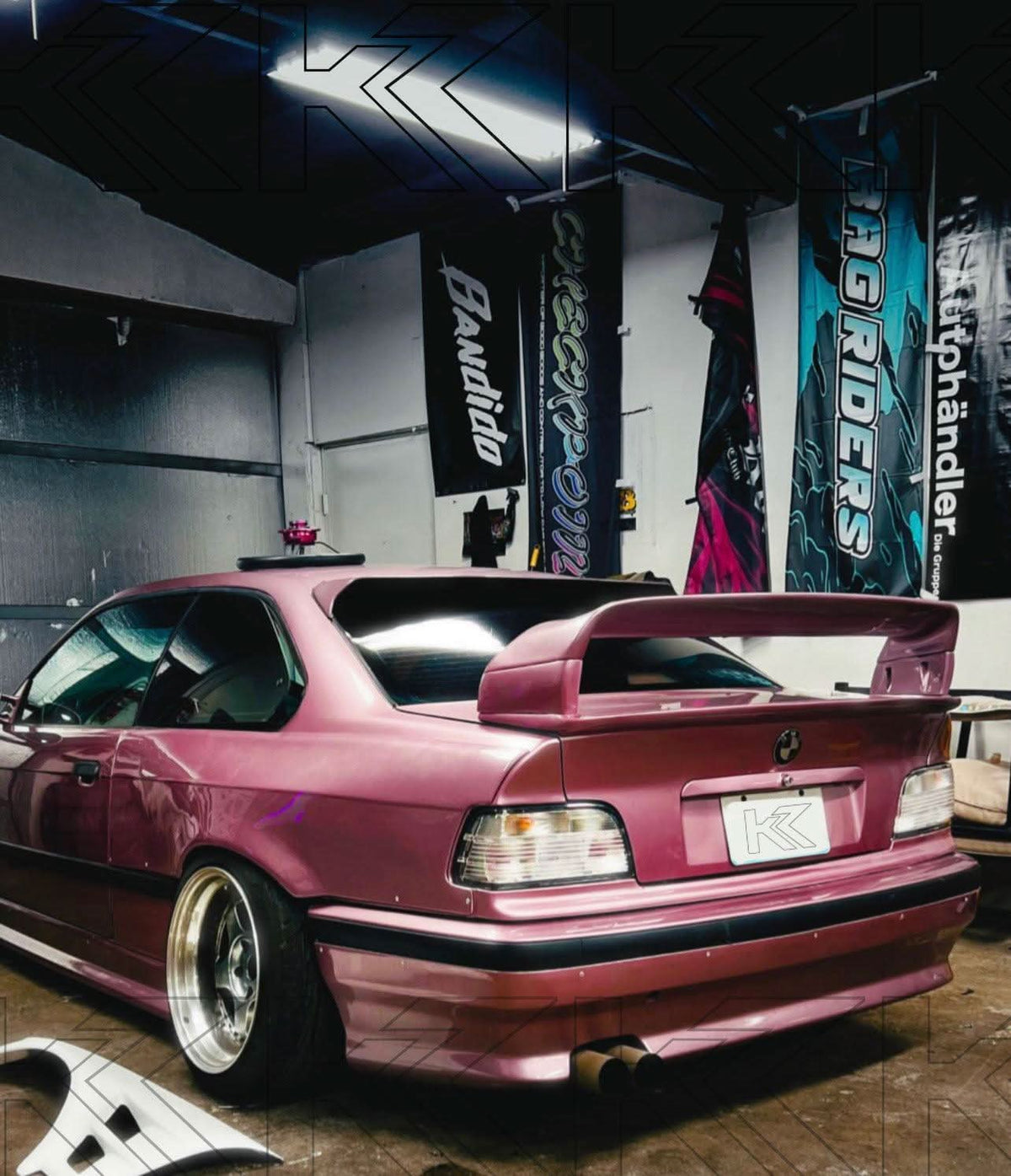 BMW E36 Coupe/Convertible custom clear tail lights by K2 Industries, showing sleek, modern design for 1992-1999 models.