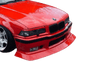 BMW E36 JDM Style Front Lip V2 by K2 Industries, close-up of the black aerodynamic front lip for 1992-1999 BMW E36.
